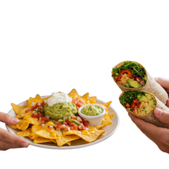 Anyone Nachos + Vegetarian Wrap